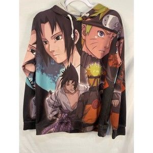 Naruto Japanese Anime Pullover Hoodie Medium or Large See Measurements FLAW